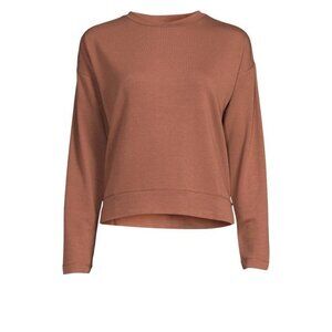 Long Sleeve Drop Shoulder Soft French Terry Cloth Tee BRAND NEW NWT Brown
